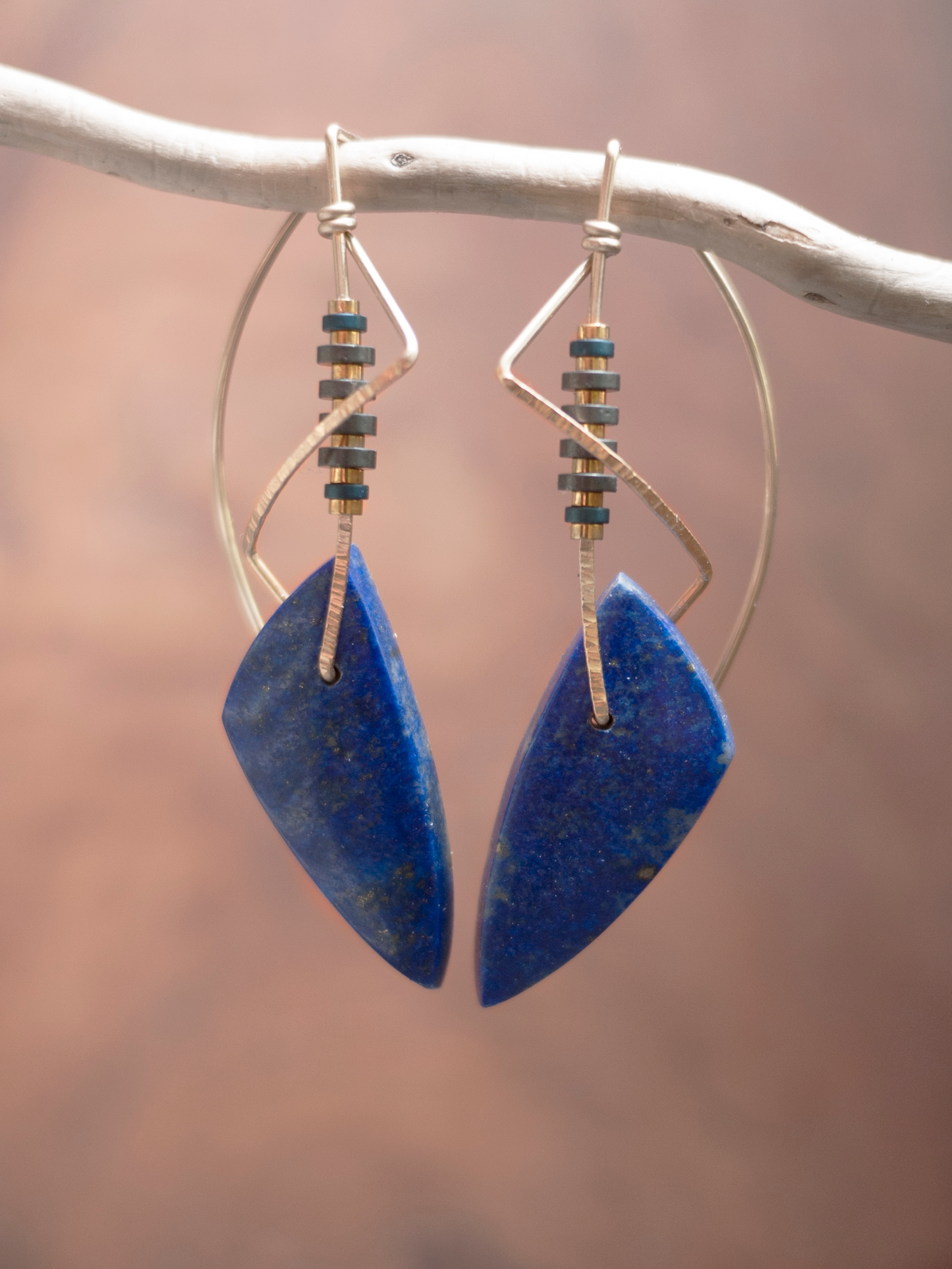 Sculptural Lapis Dangle Earrings