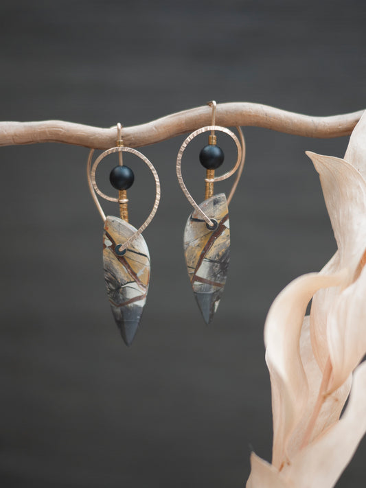 Sculptural Picture Jasper Earrings