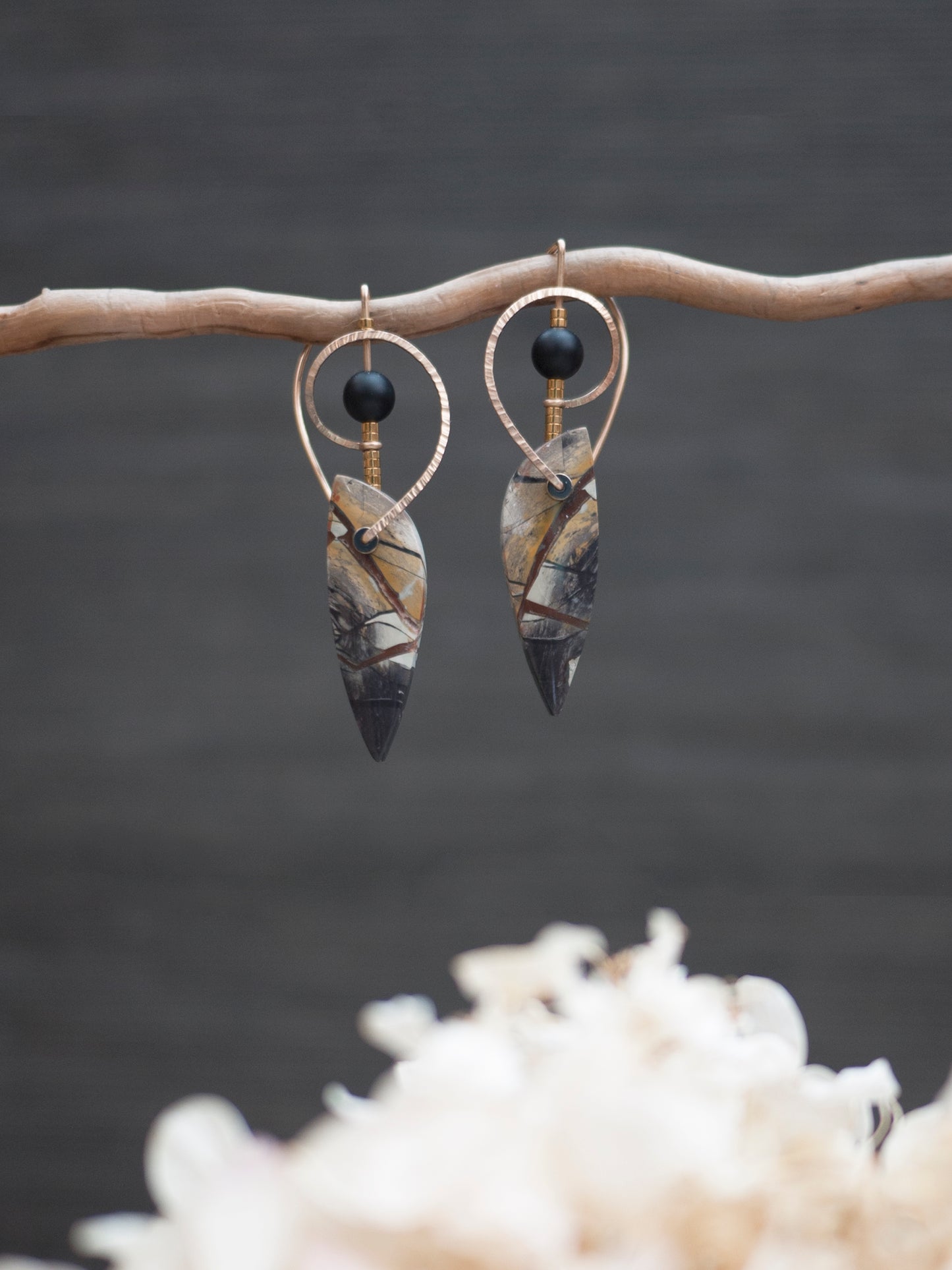 Sculptural Picture Jasper Earrings