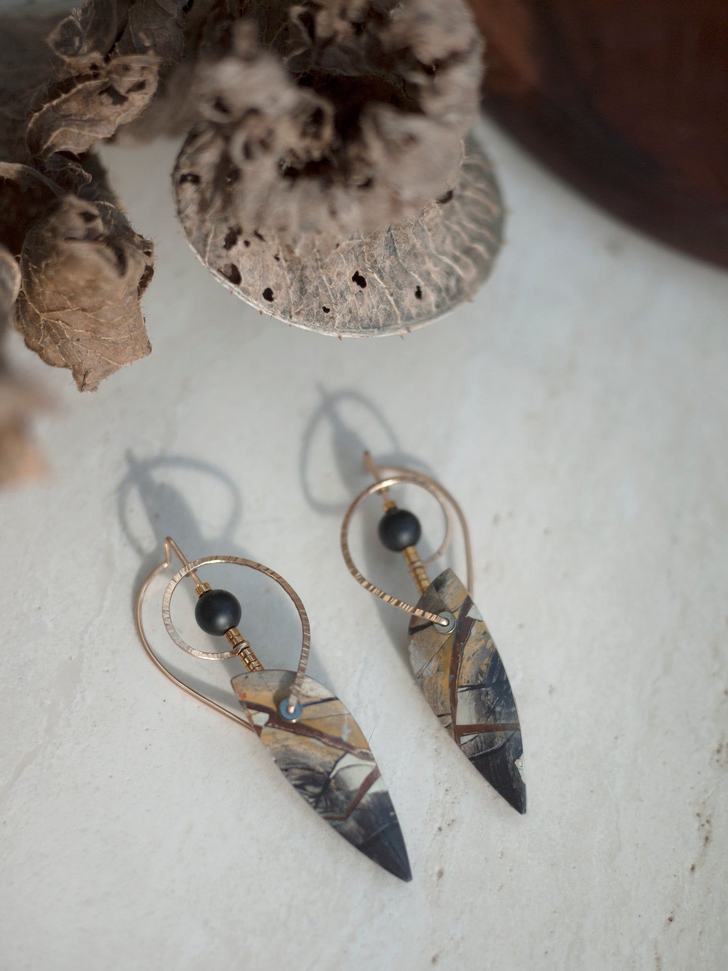Sculptural Picture Jasper Earrings