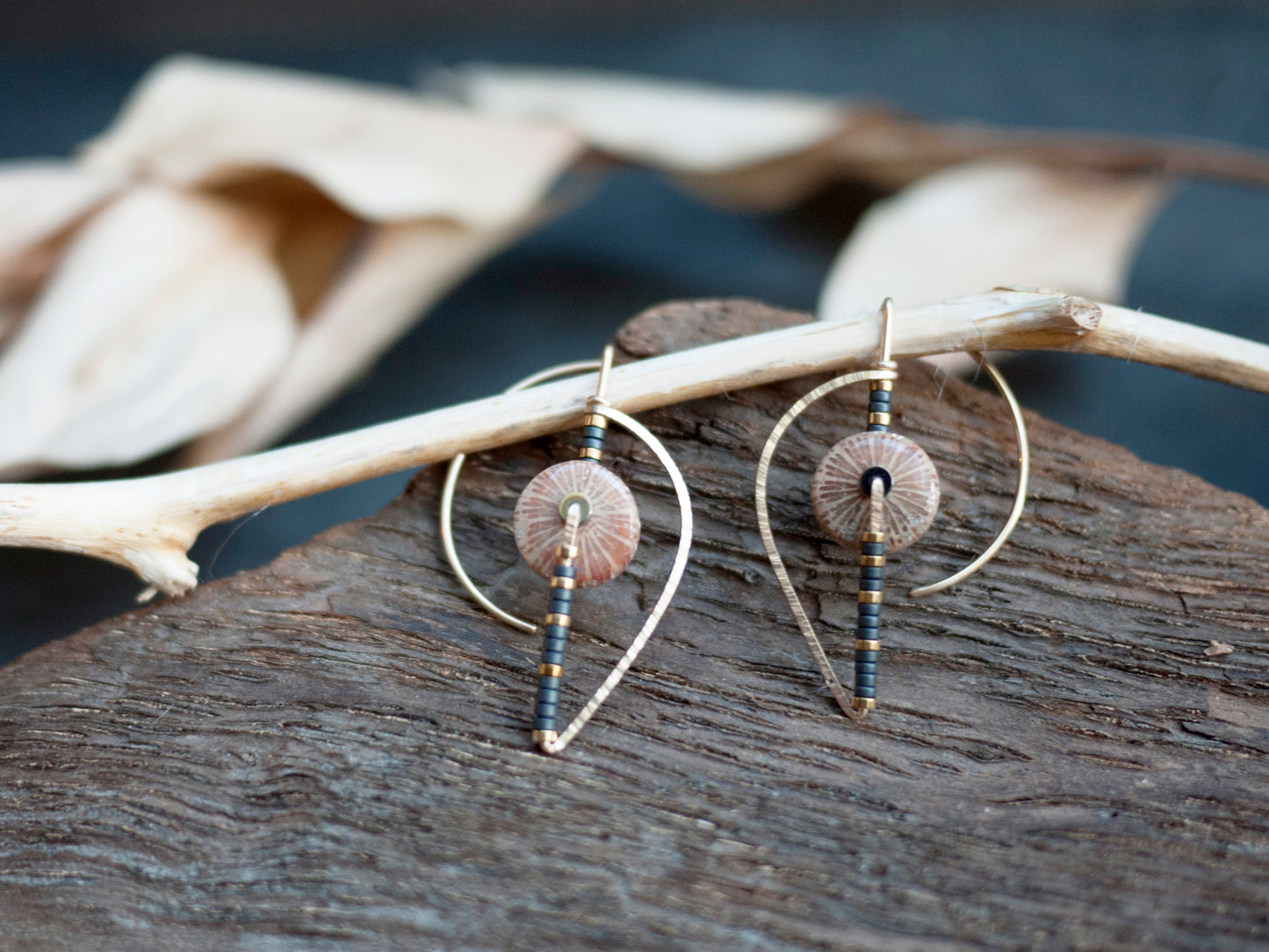 Sculptural Pink Fossil Coral Earrings