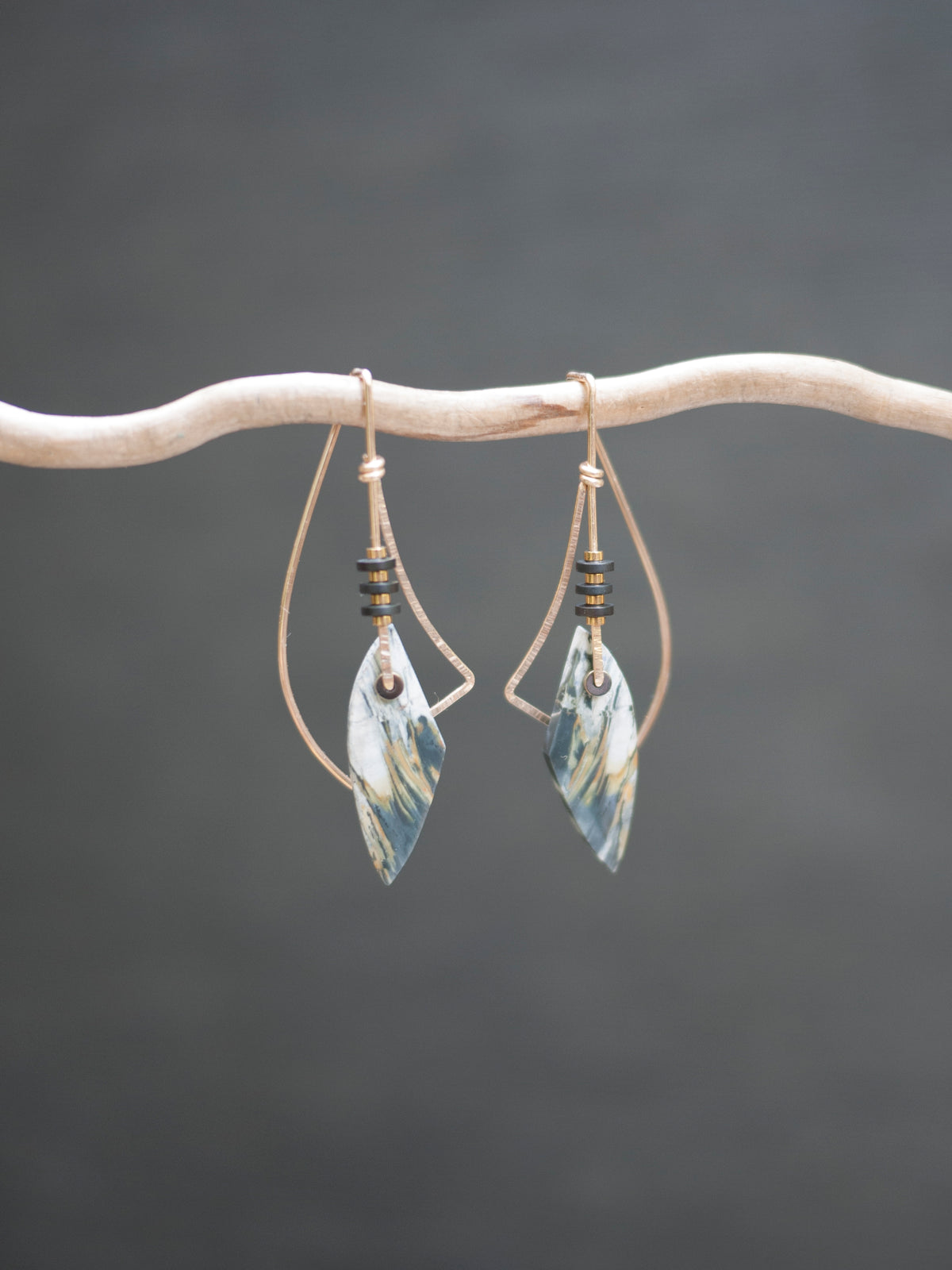 Abstract Sumatran Jasper Drop Earrings
