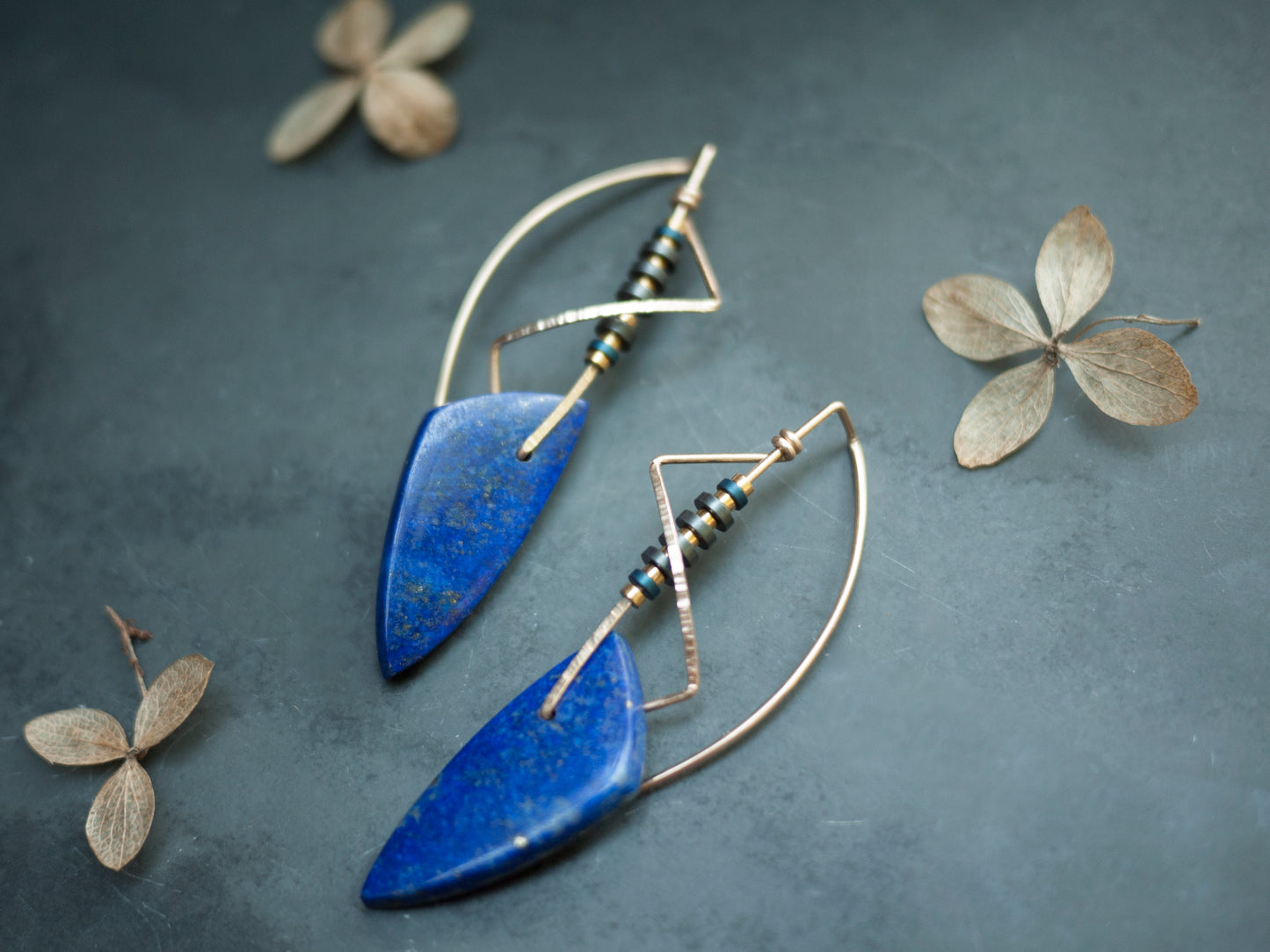 Sculptural Lapis Dangle Earrings