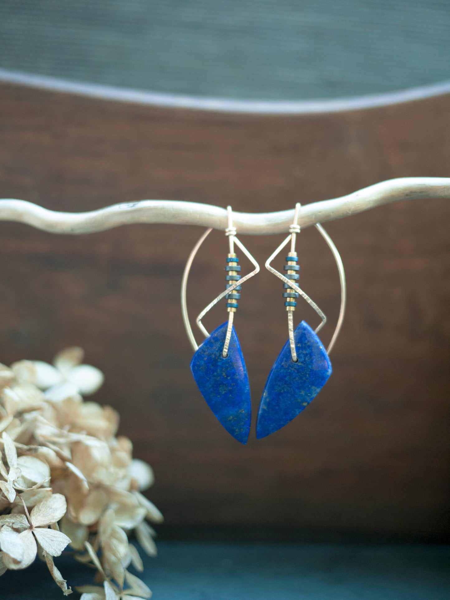 Sculptural Lapis Dangle Earrings