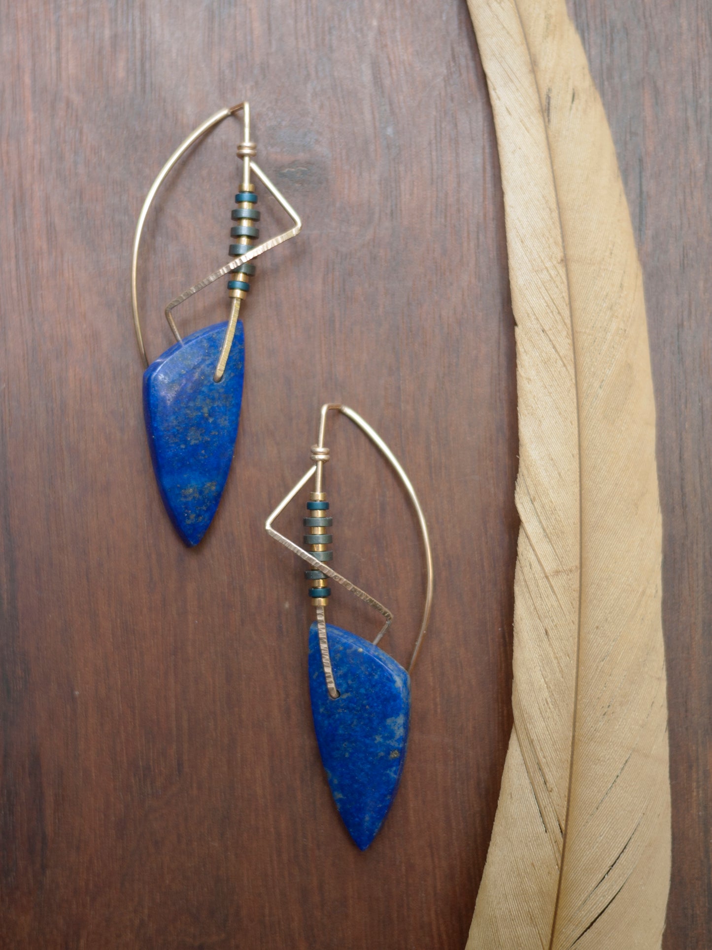 Sculptural Lapis Dangle Earrings