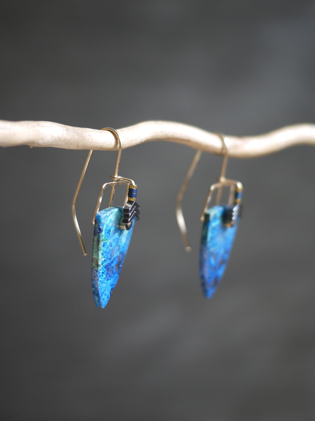 Shattuckite Spear Drop Earrings