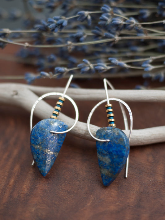 Sculptural Lapis Drop Earrings