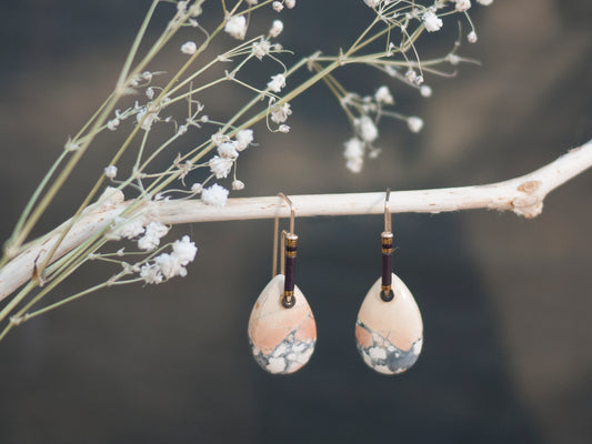 Simple Maligano Jasper Teardrop Earrings