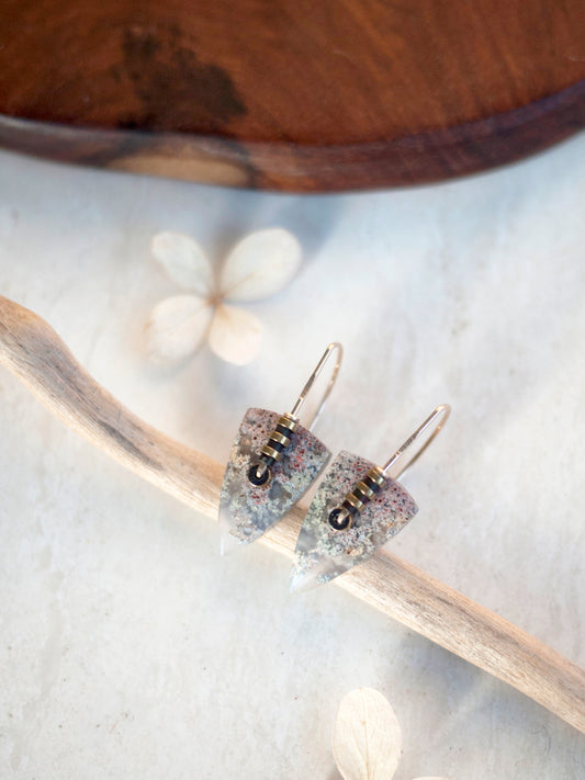 Green Moss Agate Spear Drop Earrings