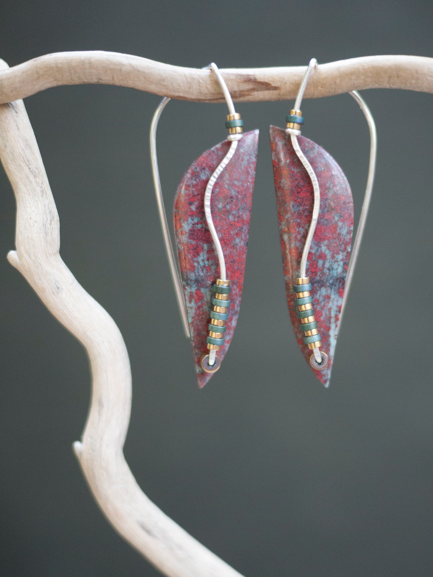 Sonora Sunrise Chrysocolla Sculptural Leaf Earrings