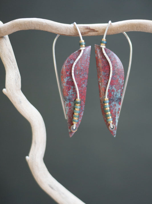 Sonora Sunrise Chrysocolla Sculptural Leaf Earrings