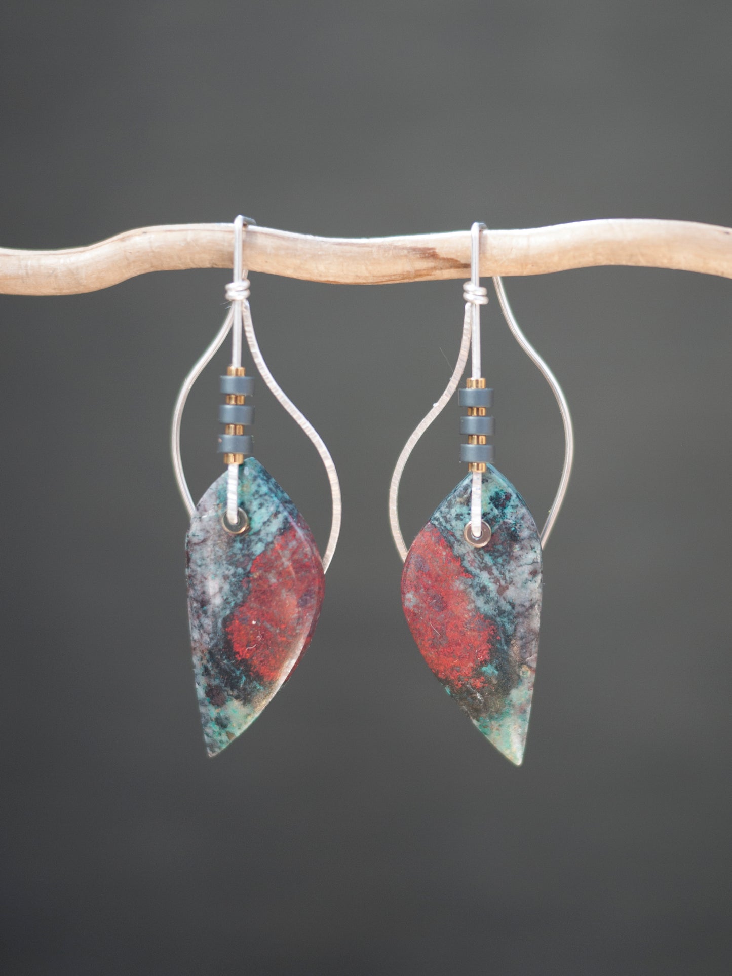 Sonora Sunrise Chrysocolla Sculptural Leaf Earrings