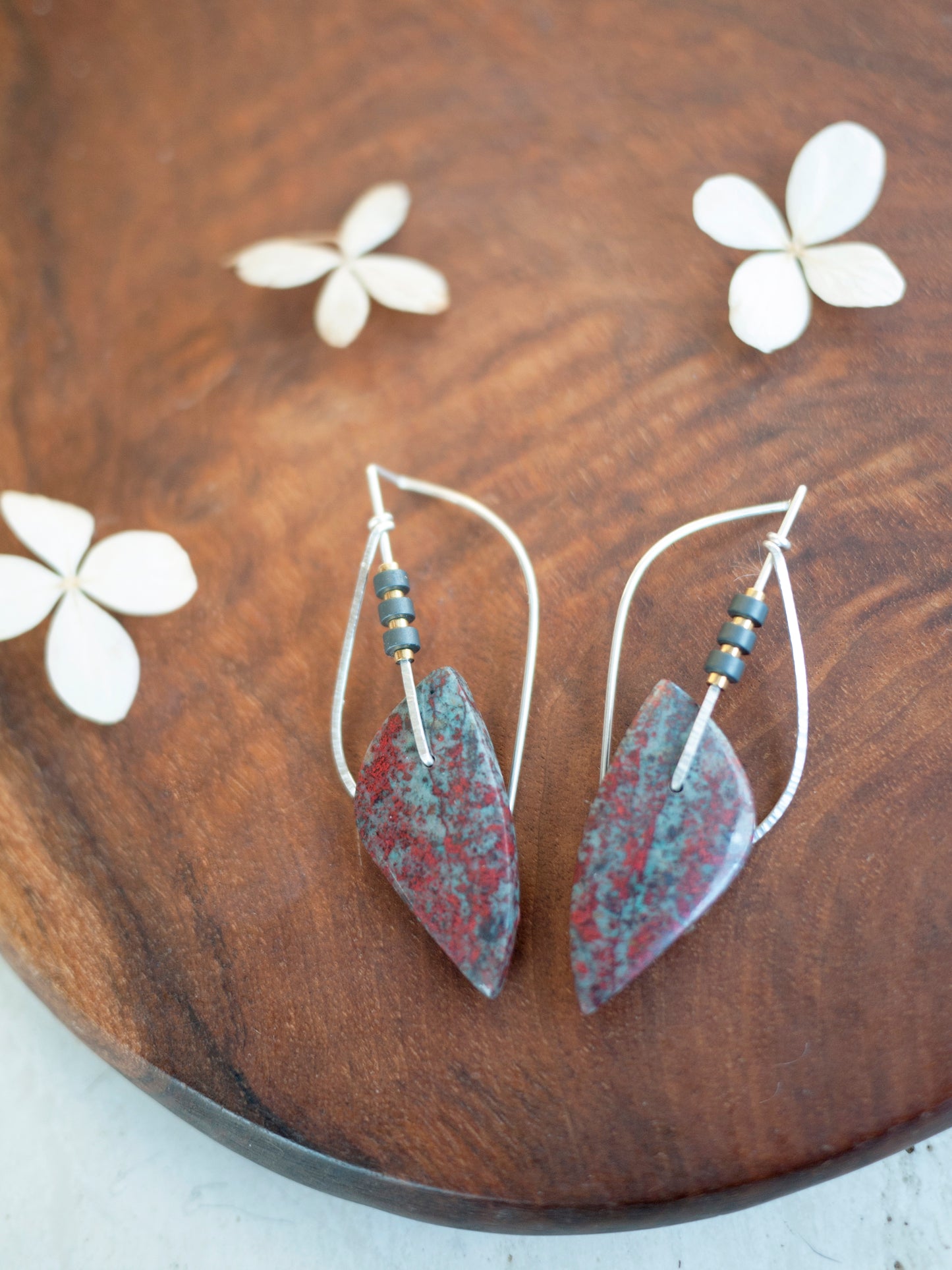 Sonora Sunrise Chrysocolla Sculptural Leaf Earrings