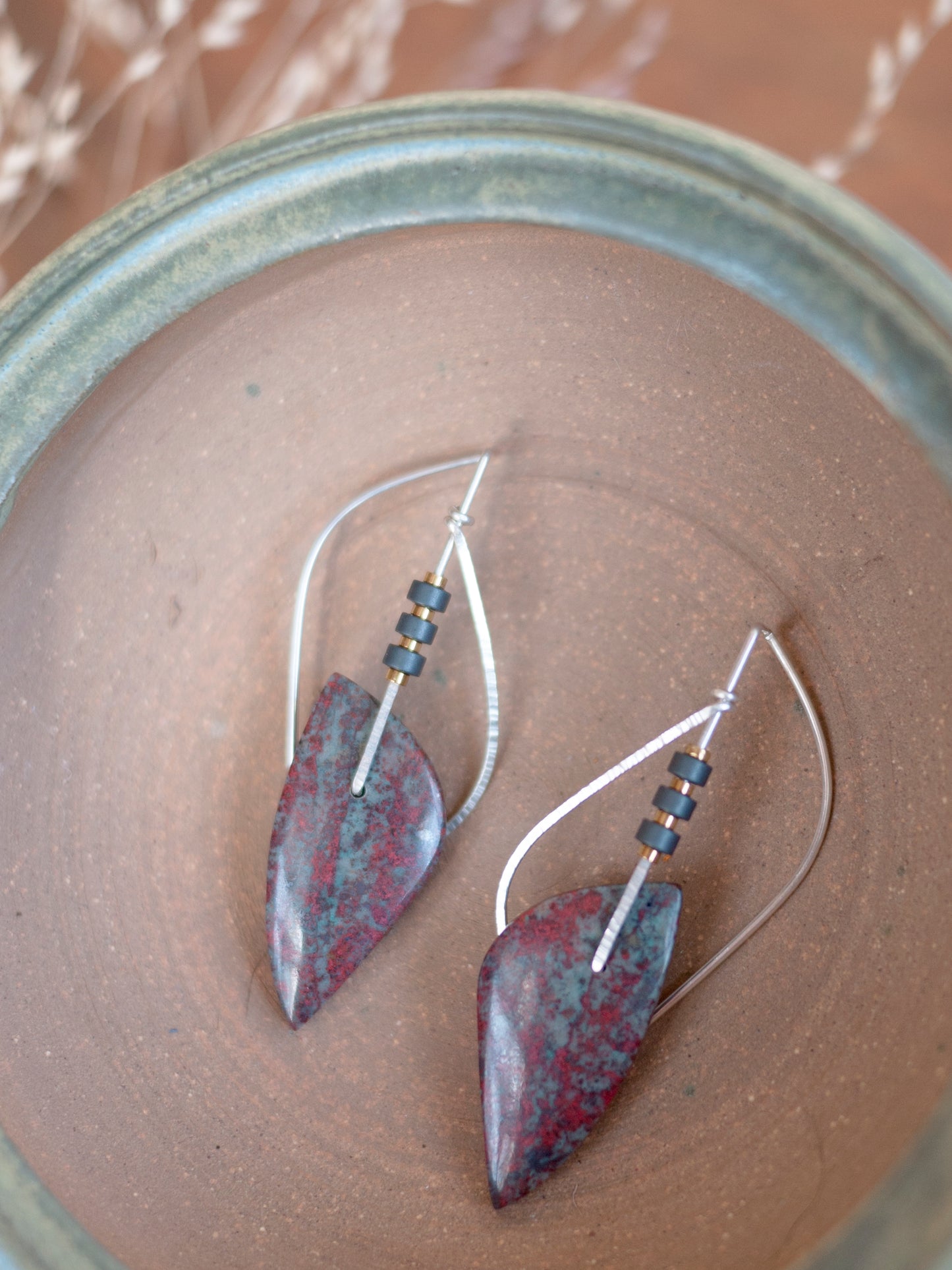 Sonora Sunrise Chrysocolla Sculptural Leaf Earrings