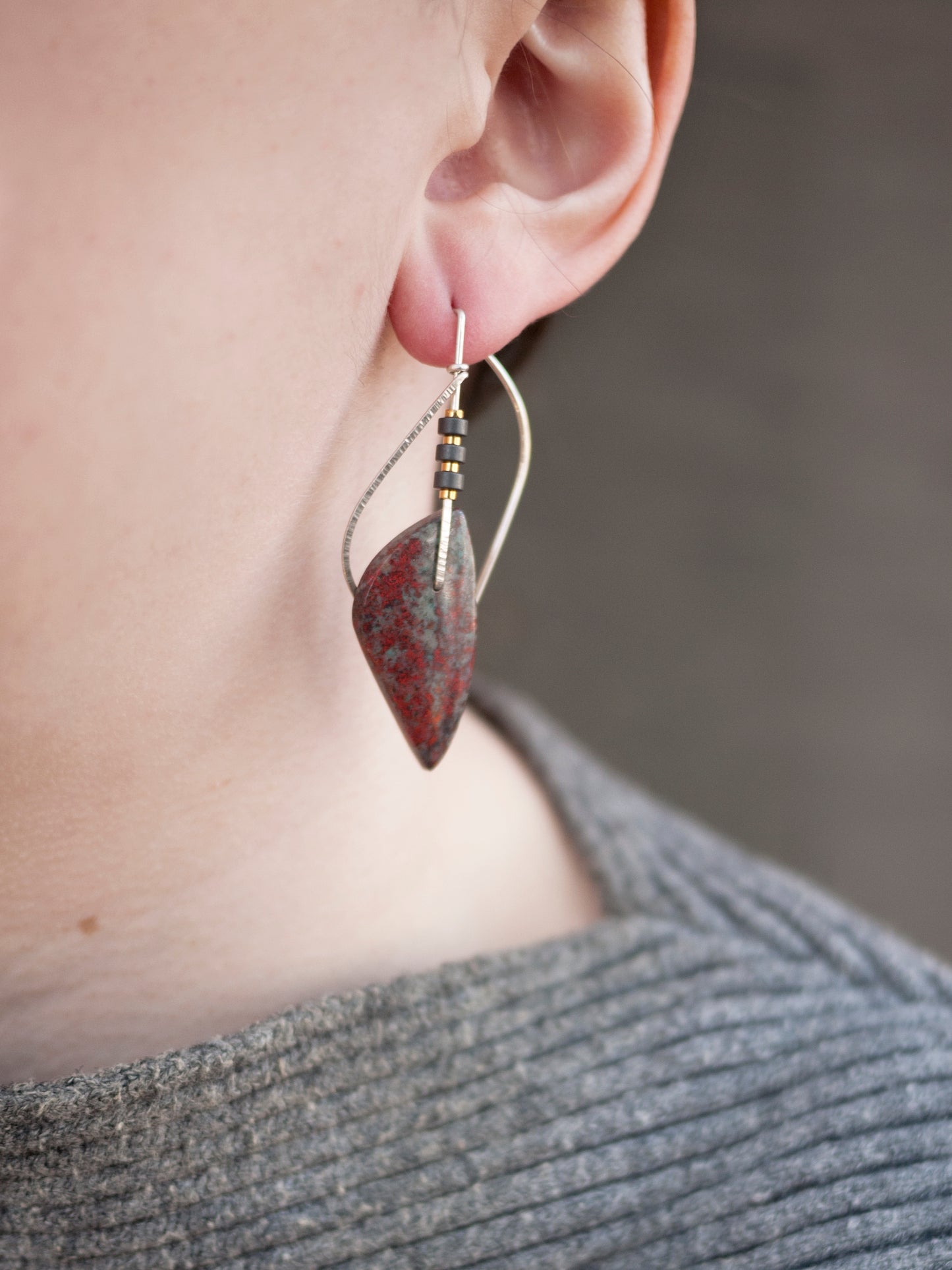 Sonora Sunrise Chrysocolla Sculptural Leaf Earrings