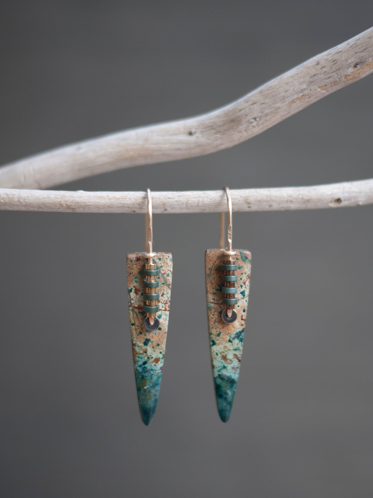 Morning Dew Jasper Spear Drop Earrings