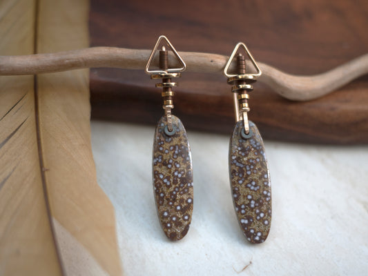 Speckled River Jasper Triangle Drop Earrings