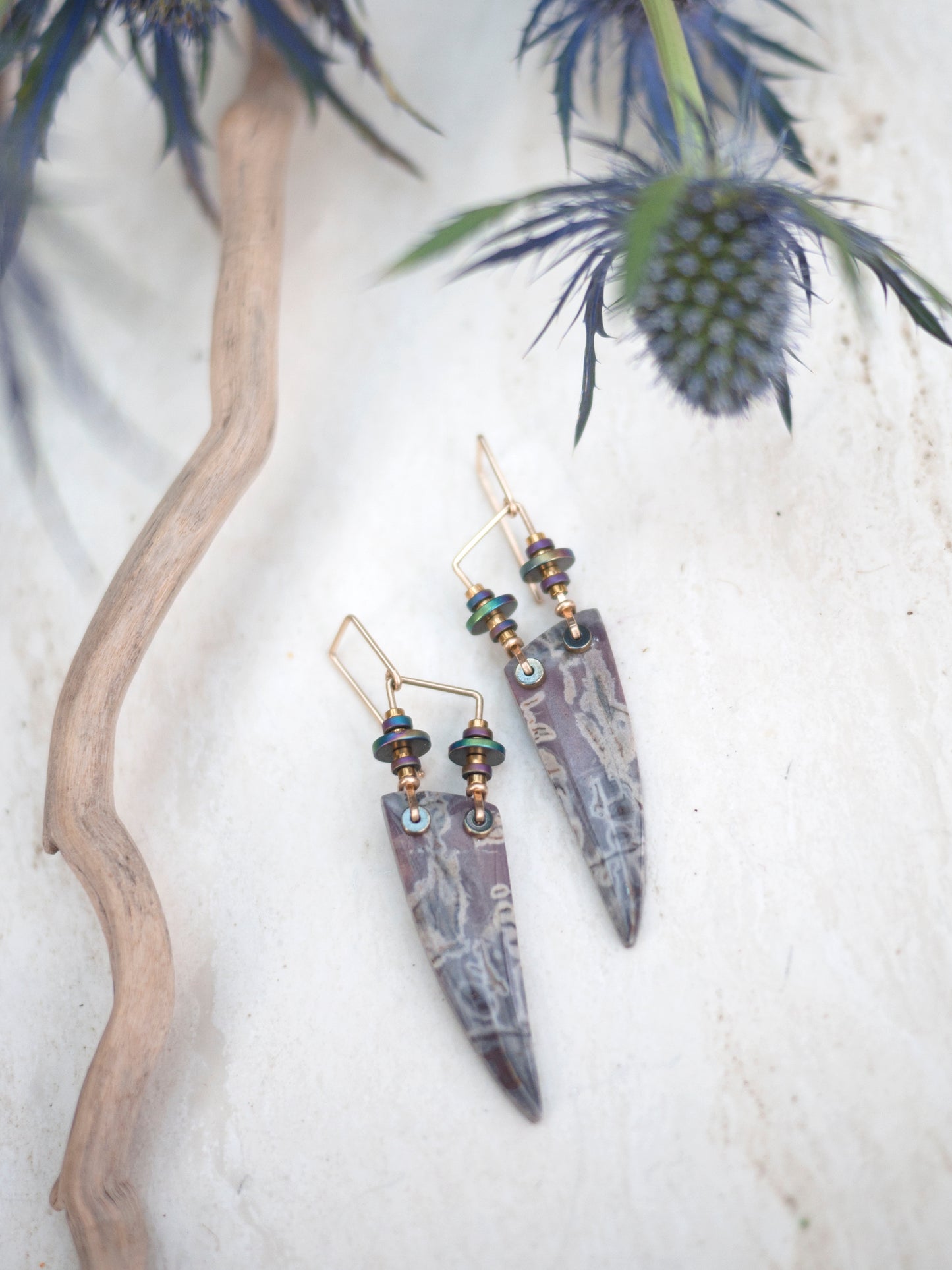 Purple Hyacinth Jasper Dangle Earrings
