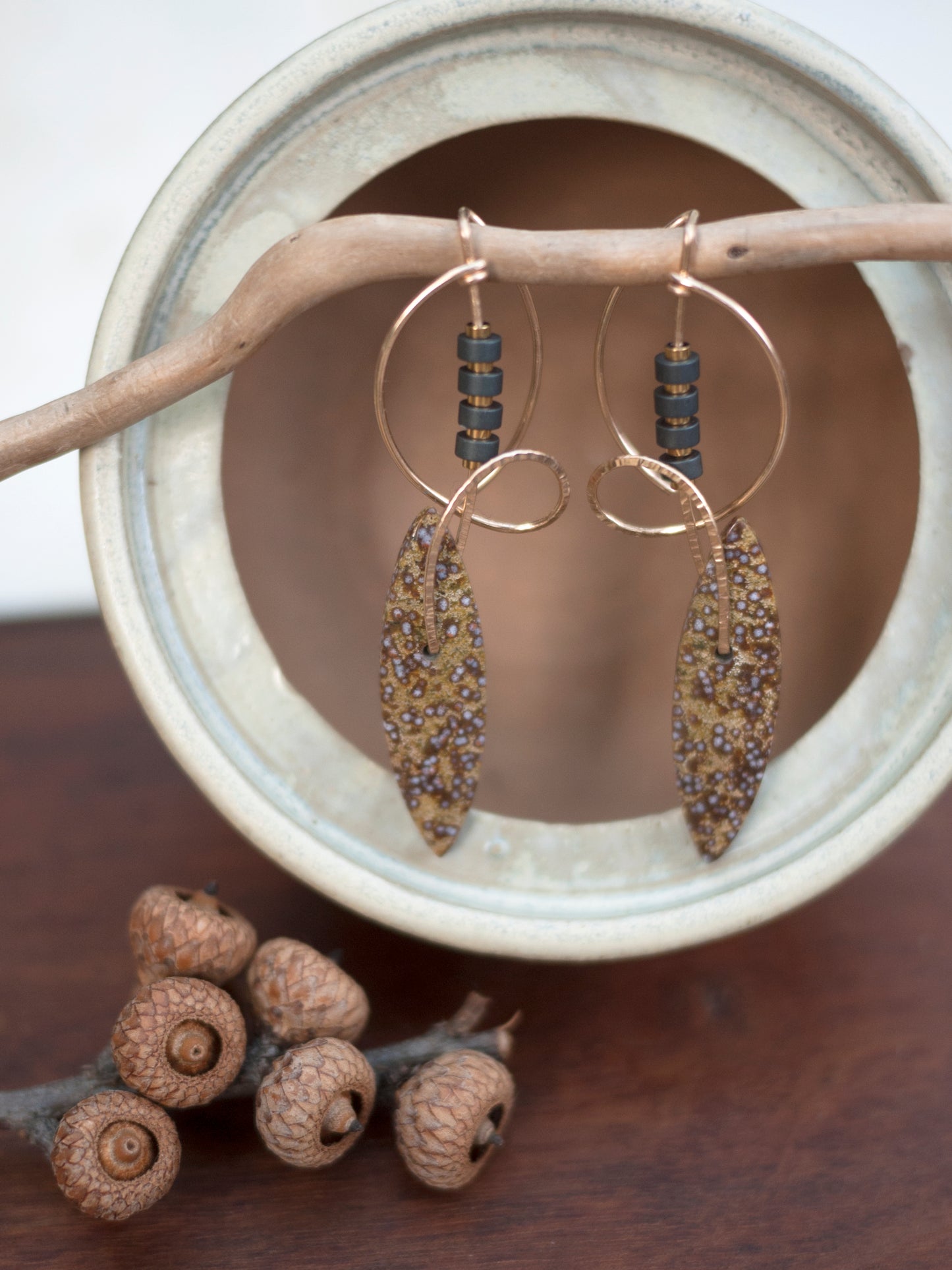 Spotted Ocean Jasper Abstract Earrings