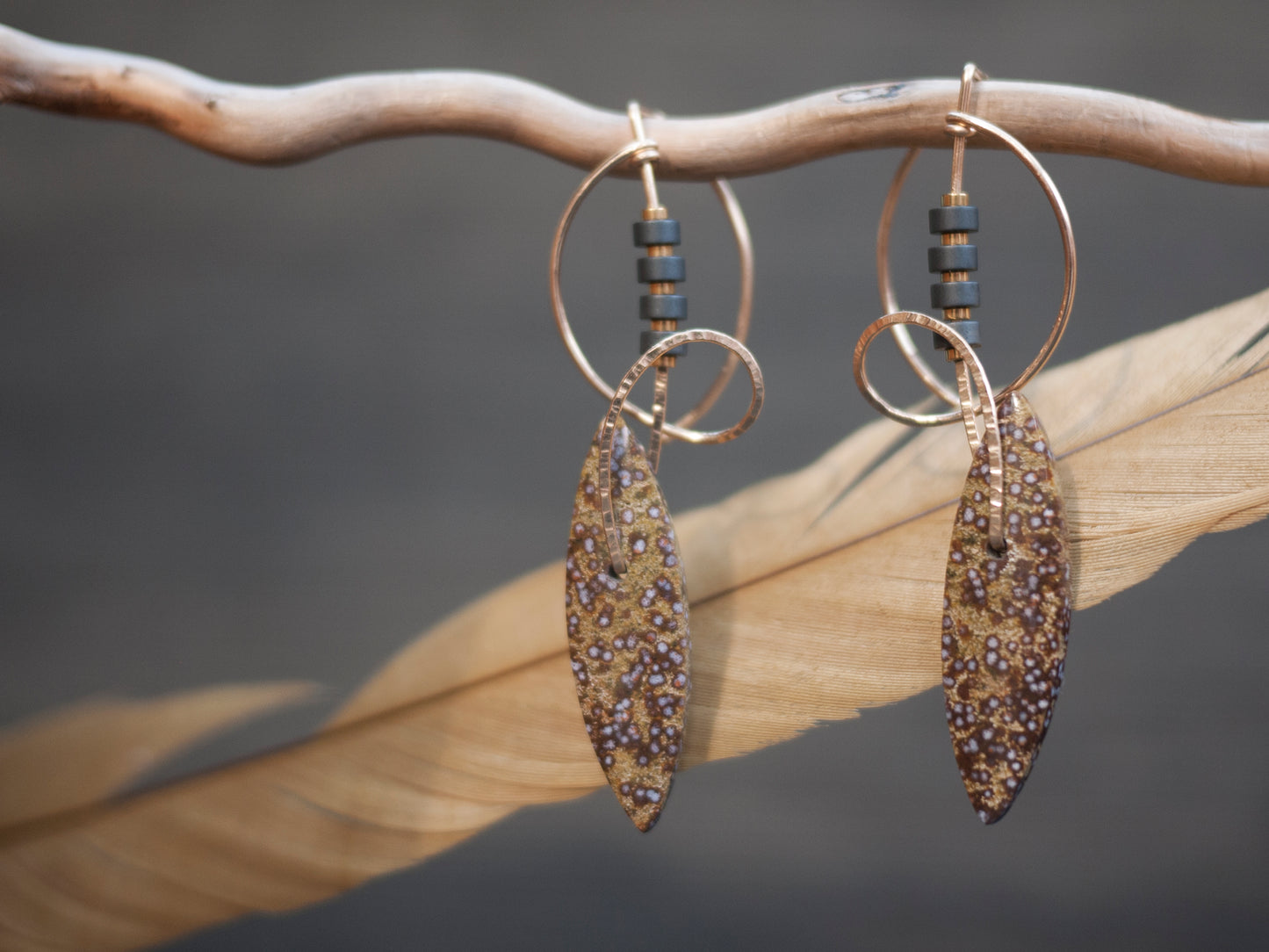 Spotted Ocean Jasper Abstract Earrings