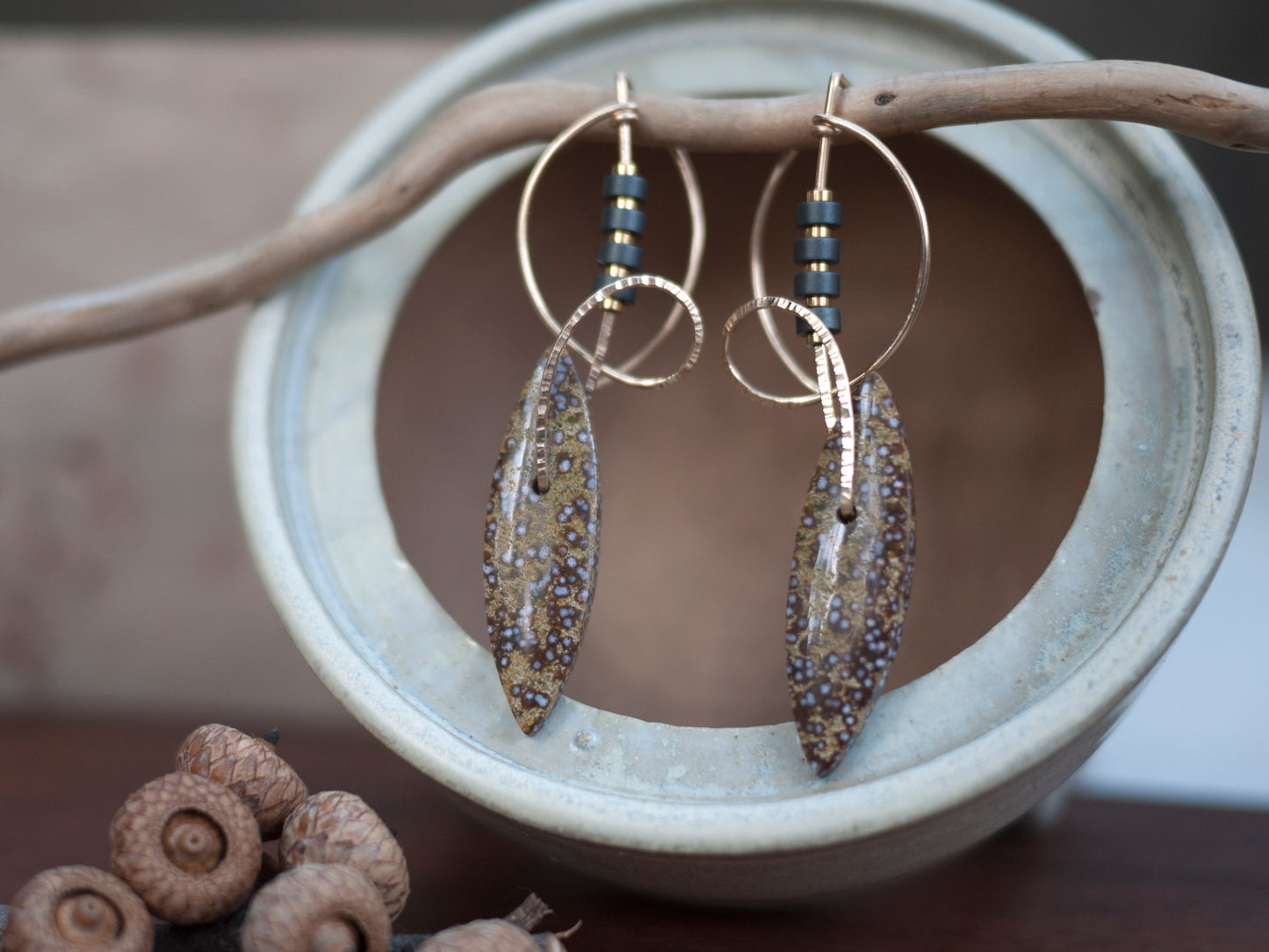 Spotted Ocean Jasper Abstract Earrings