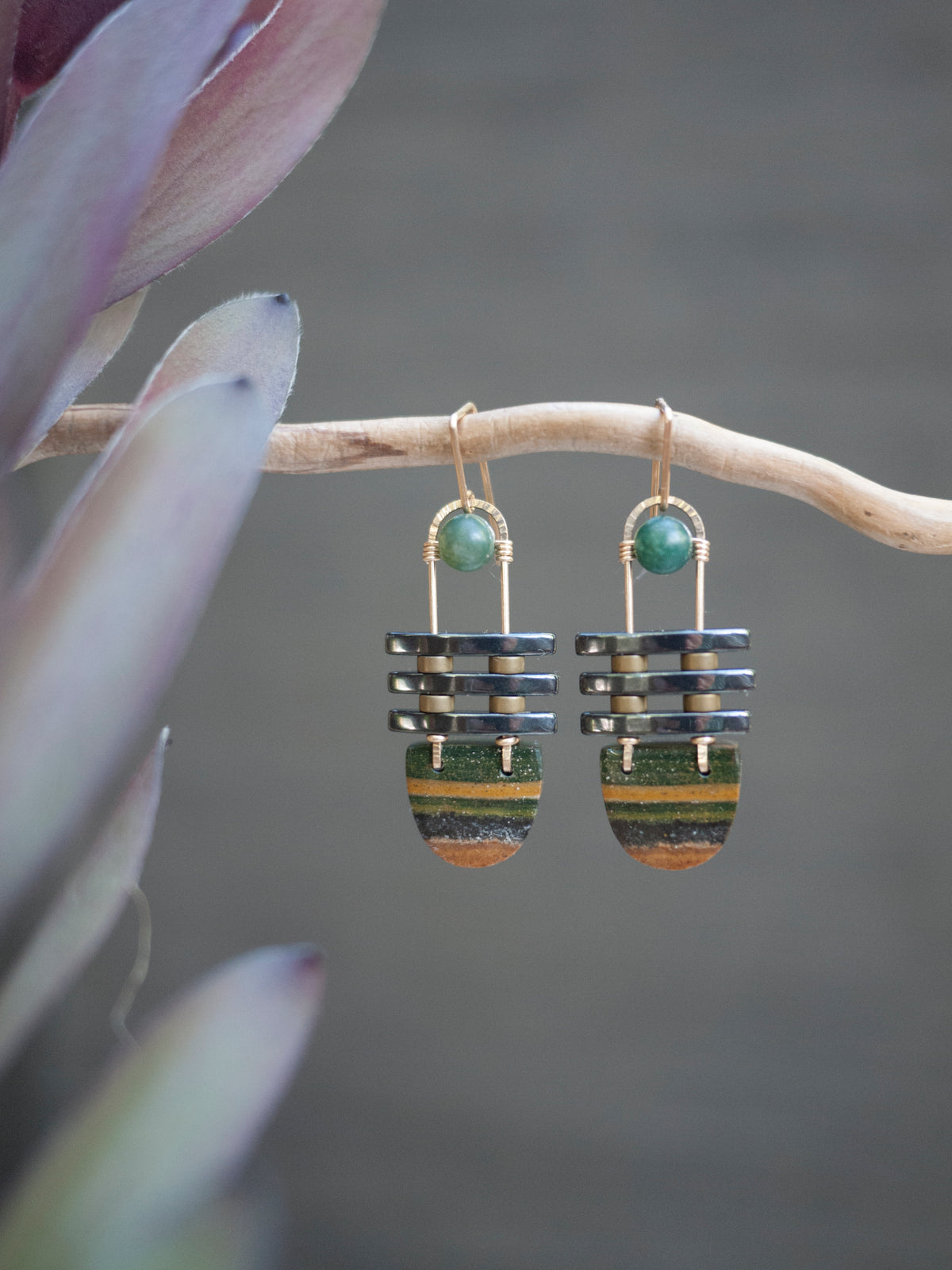 Jasper Three Bar Dangle Earrings