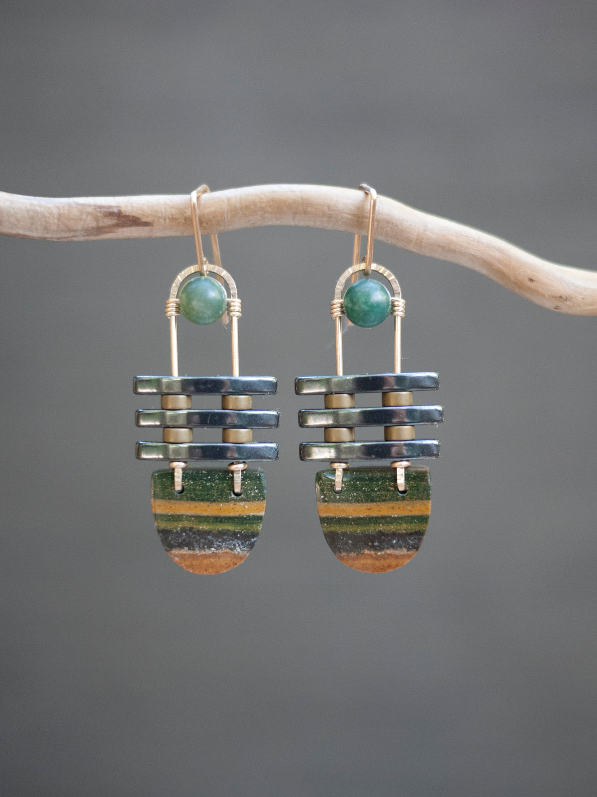 Jasper Three Bar Dangle Earrings