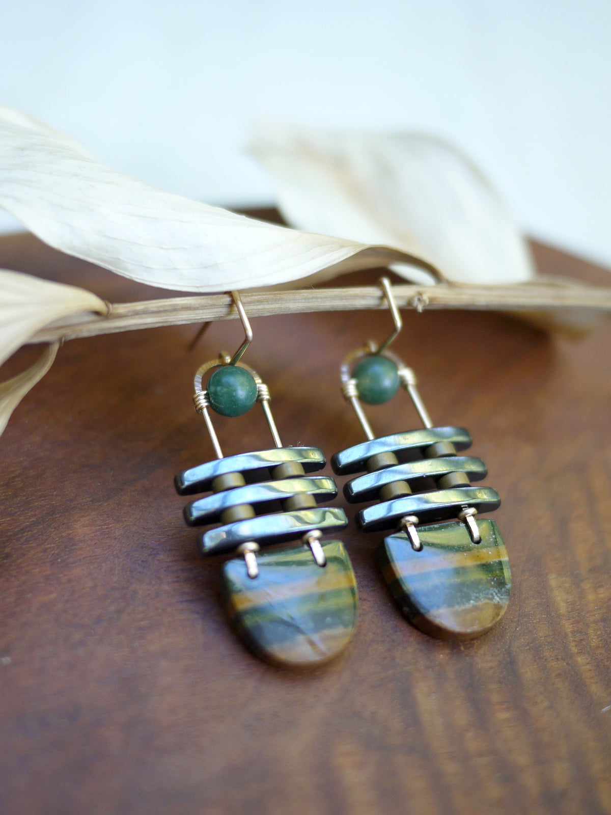 Jasper Three Bar Dangle Earrings