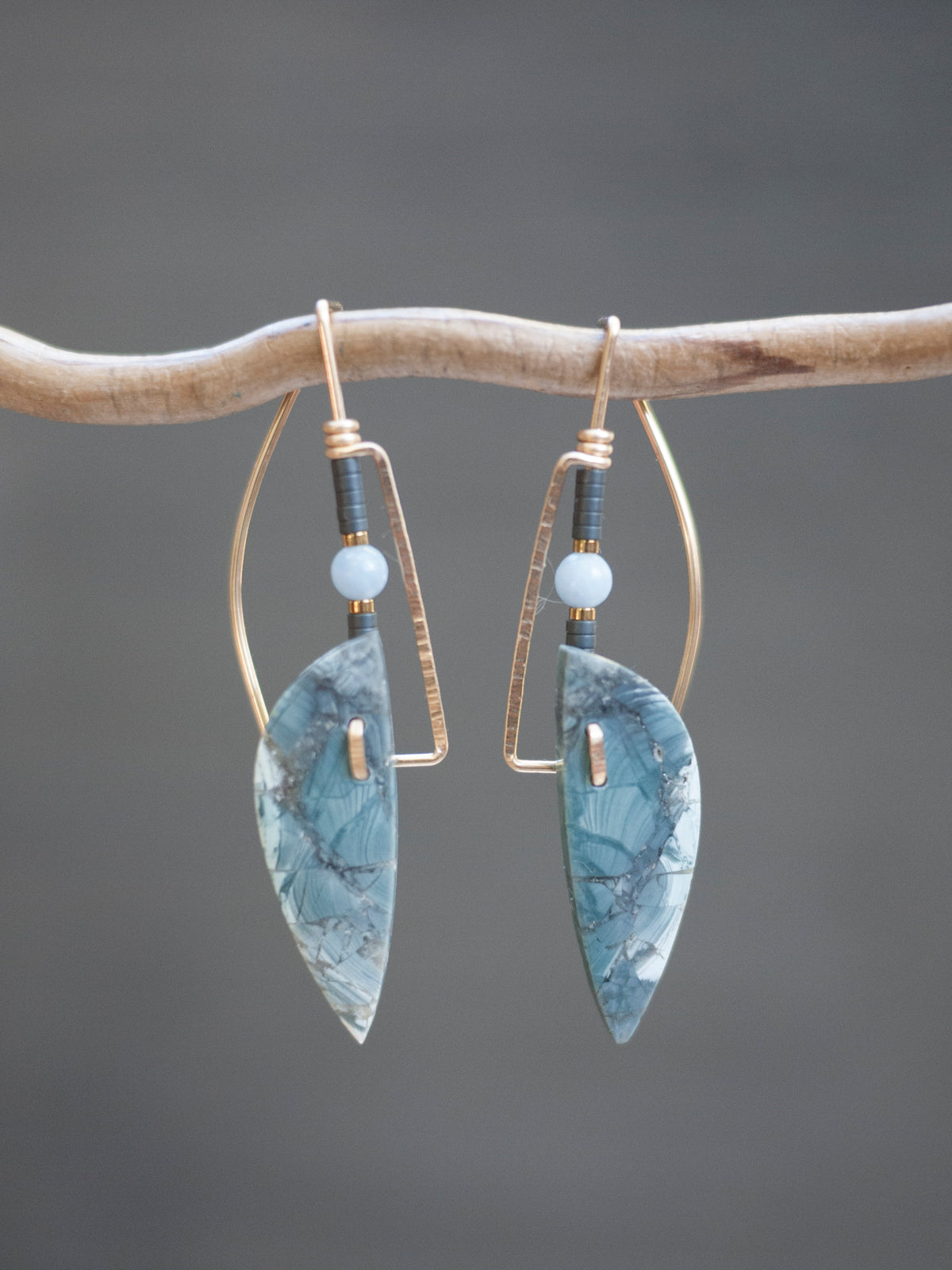 Deco Style Abstract Sumatran Jasper Drop Earrings