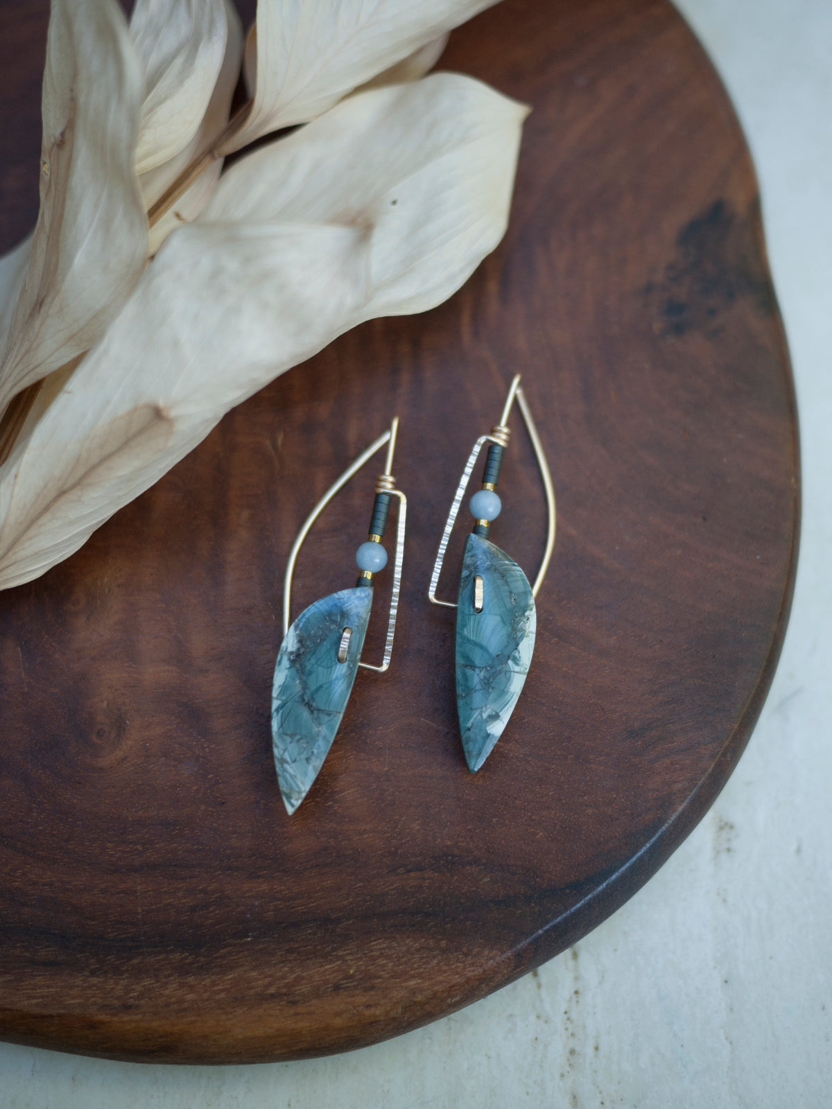 Deco Style Abstract Sumatran Jasper Drop Earrings