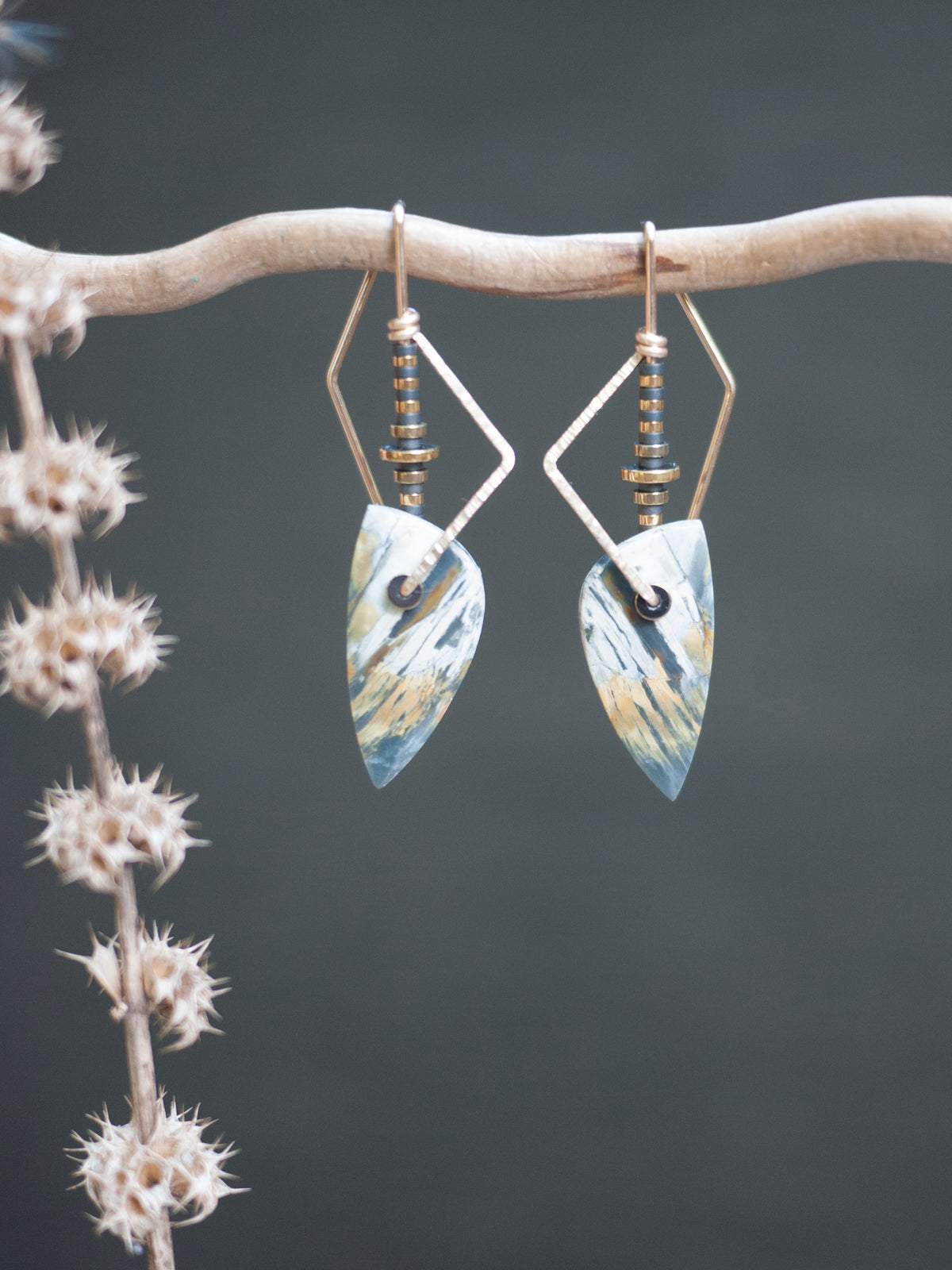 Geometric Sumatran Jasper Drop Earrings