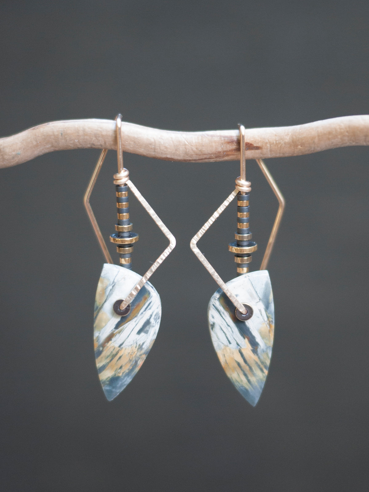 Geometric Sumatran Jasper Drop Earrings