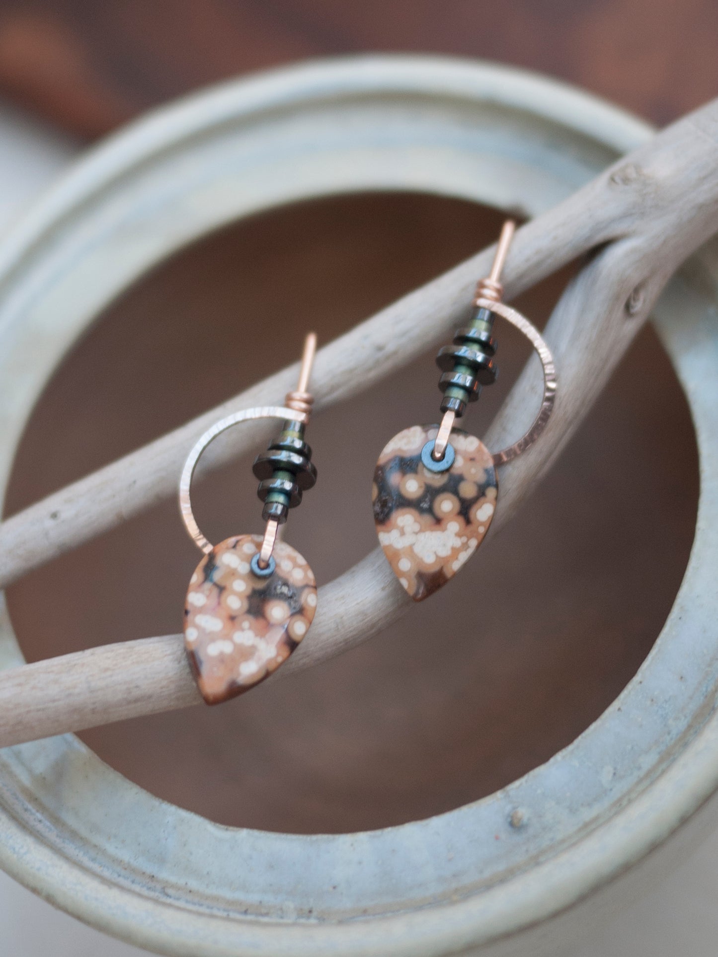 Ocean Jasper Leaf Drop Earrings