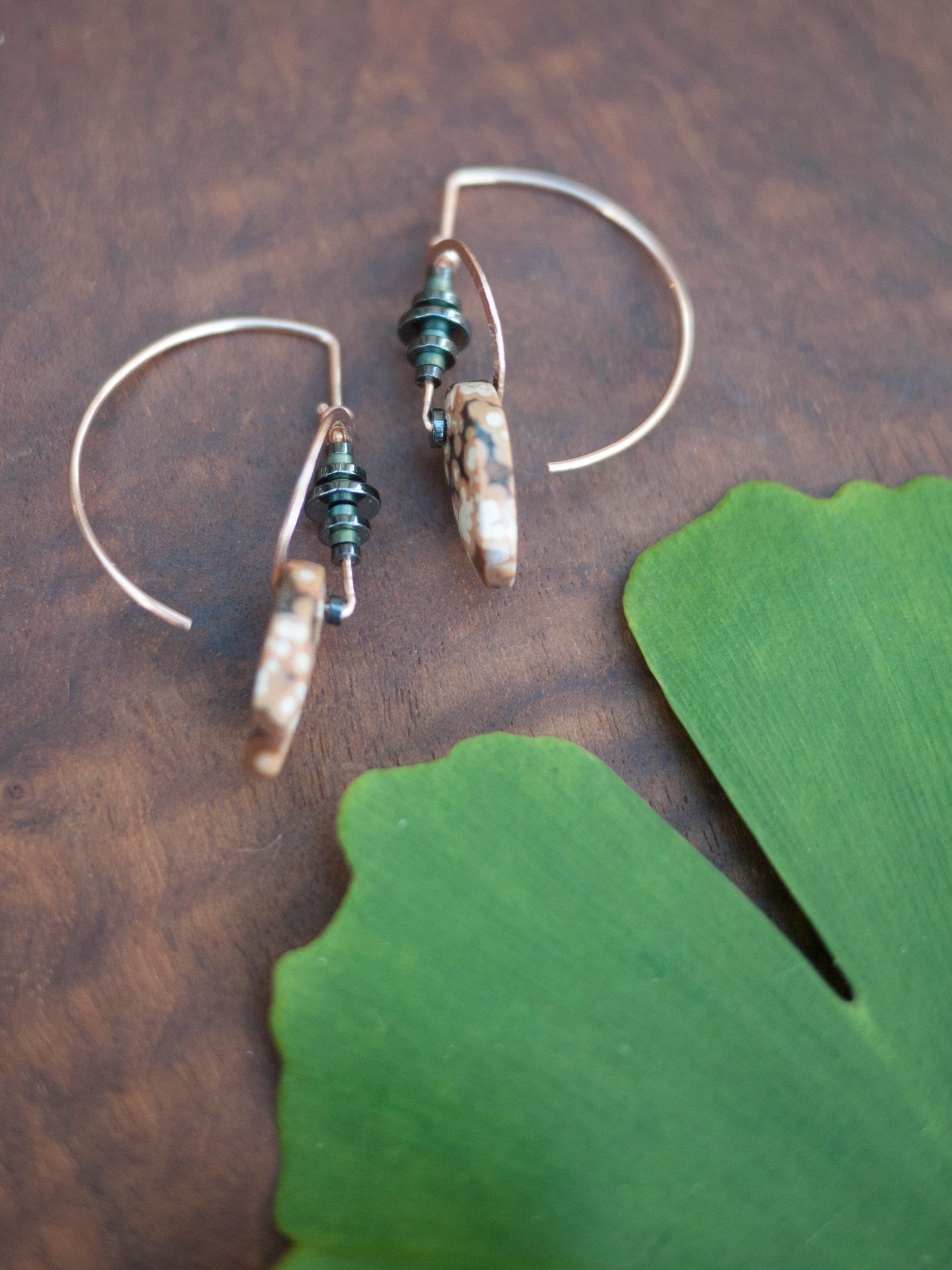 Ocean Jasper Leaf Drop Earrings