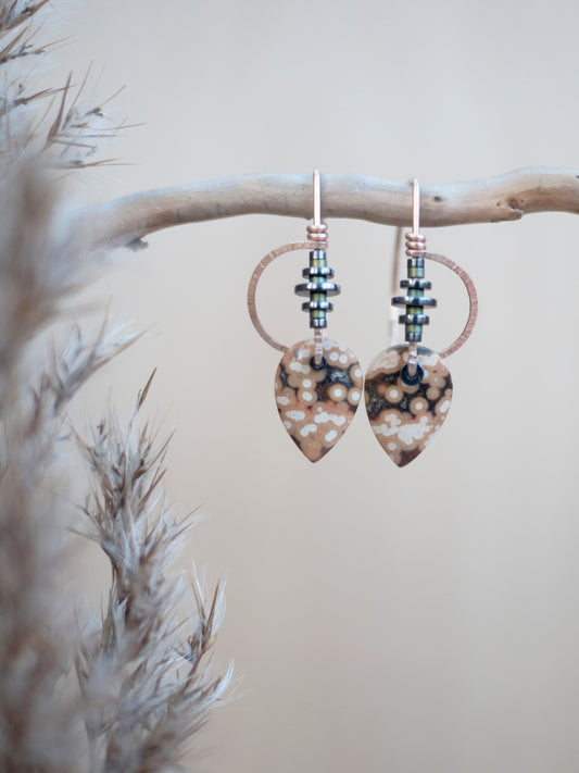 Ocean Jasper Leaf Drop Earrings