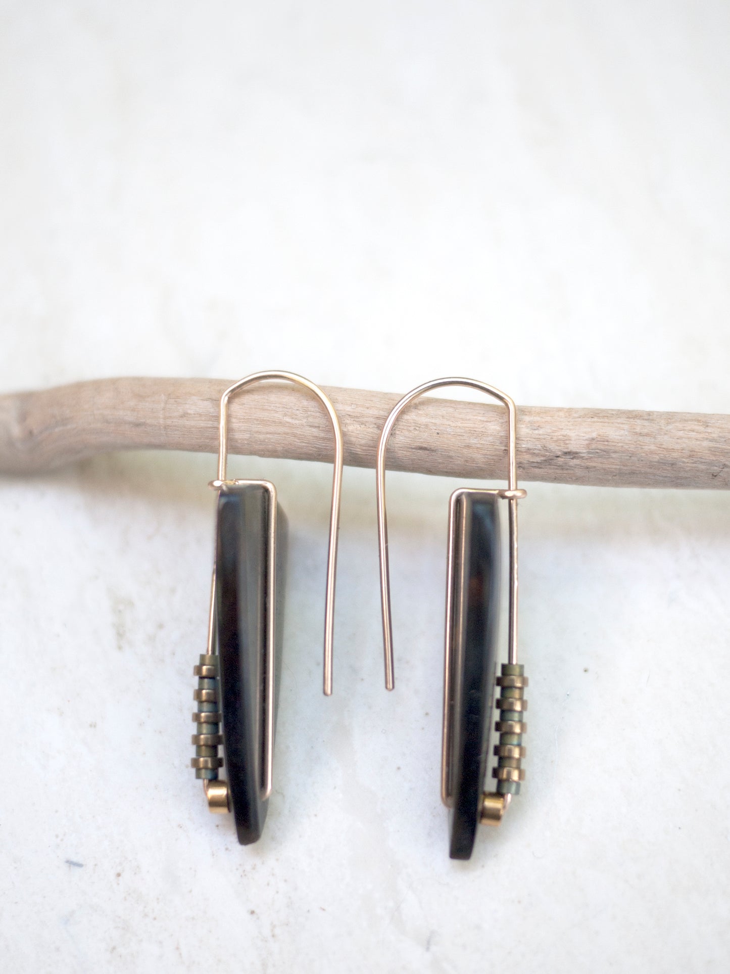 Blue Tigers Eye Triangle Drop Earrings