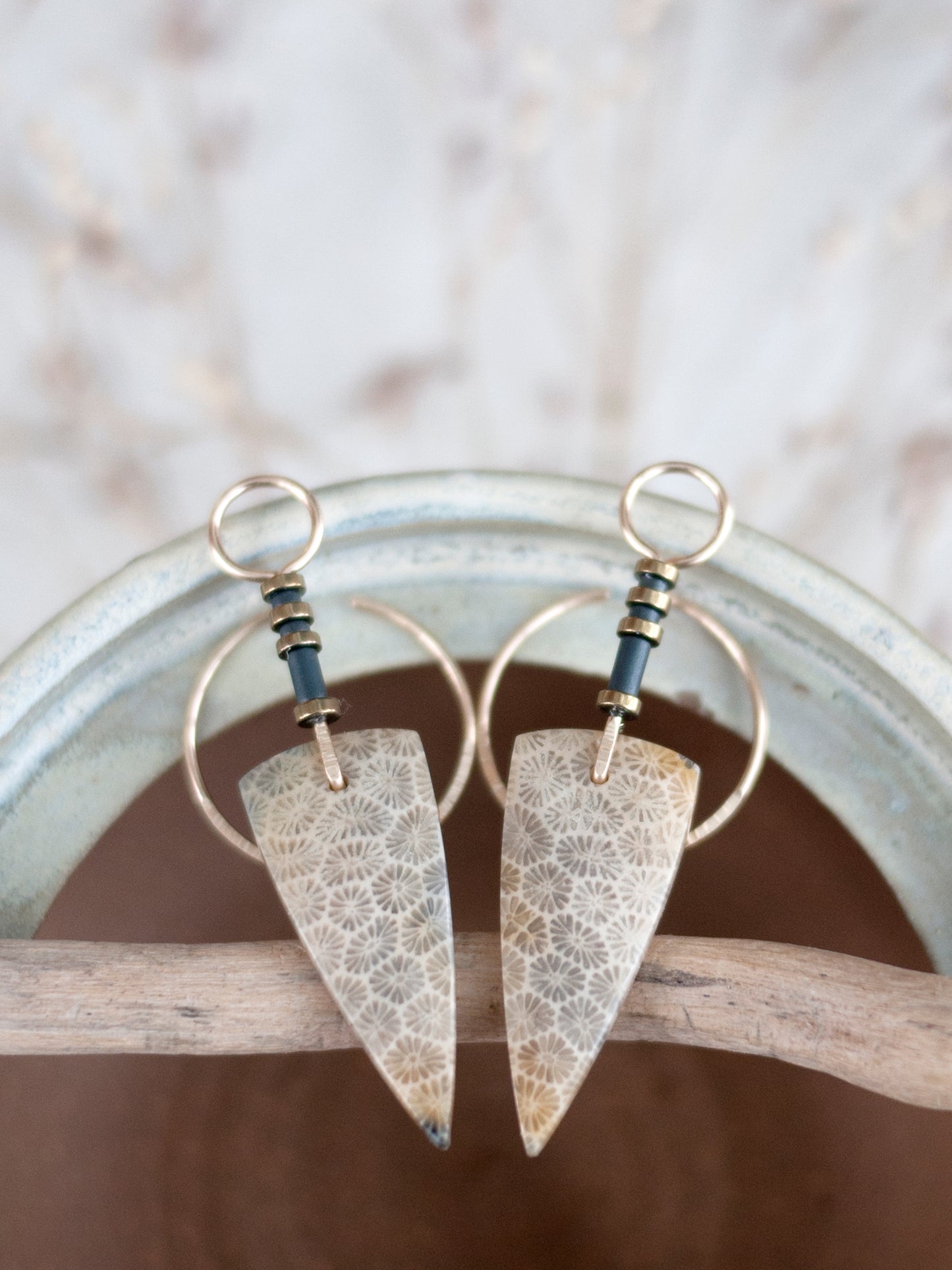 Fossil Coral Spear Ear Jackets