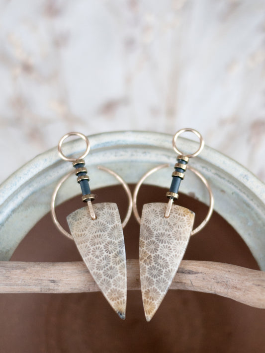 Fossil Coral Spear Ear Jackets