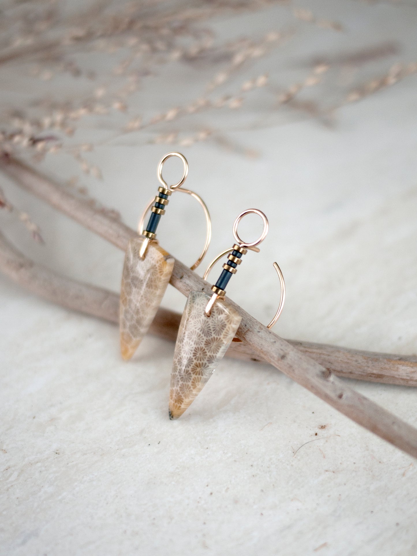 Fossil Coral Spear Ear Jackets