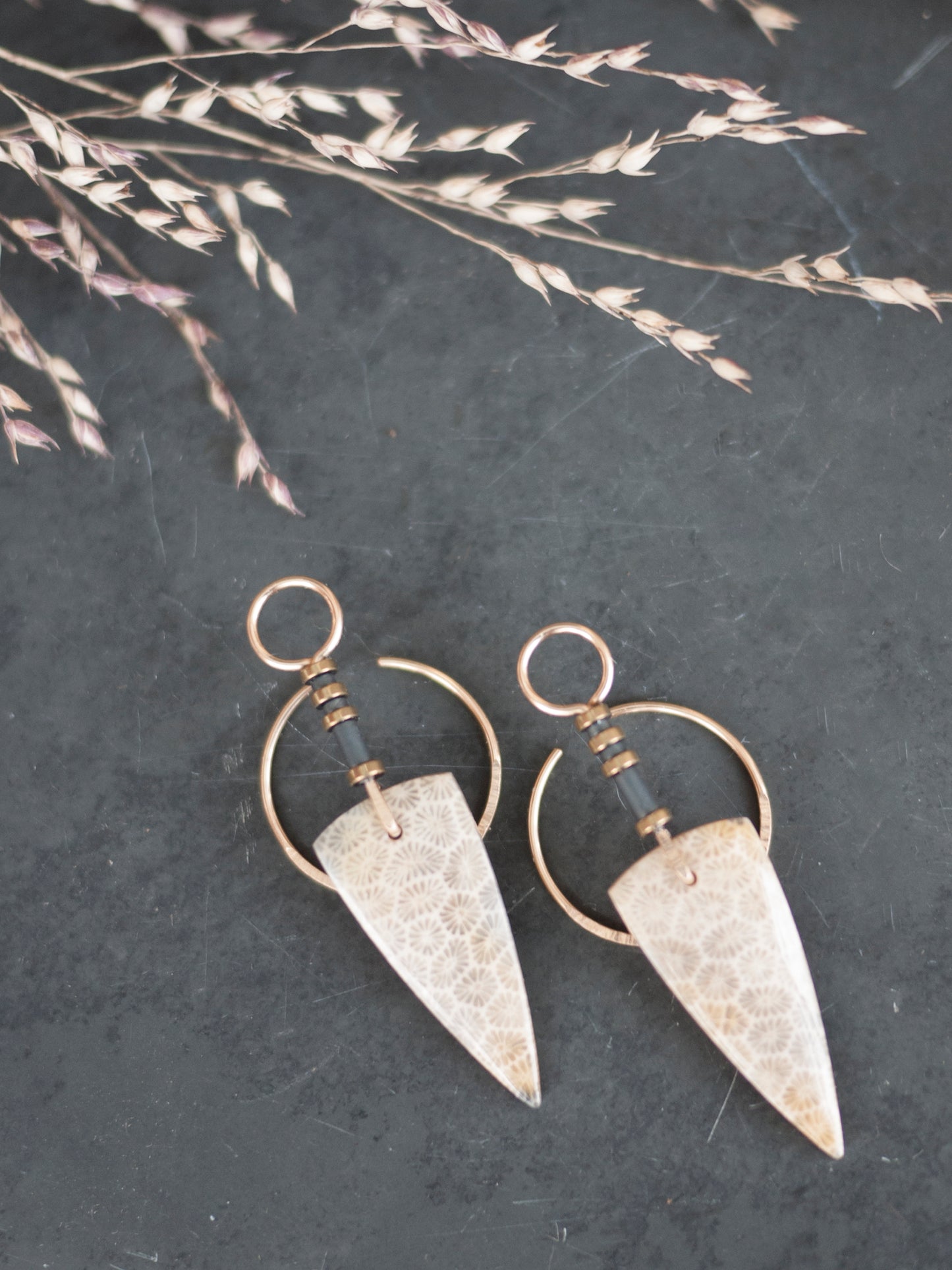 Fossil Coral Spear Ear Jackets