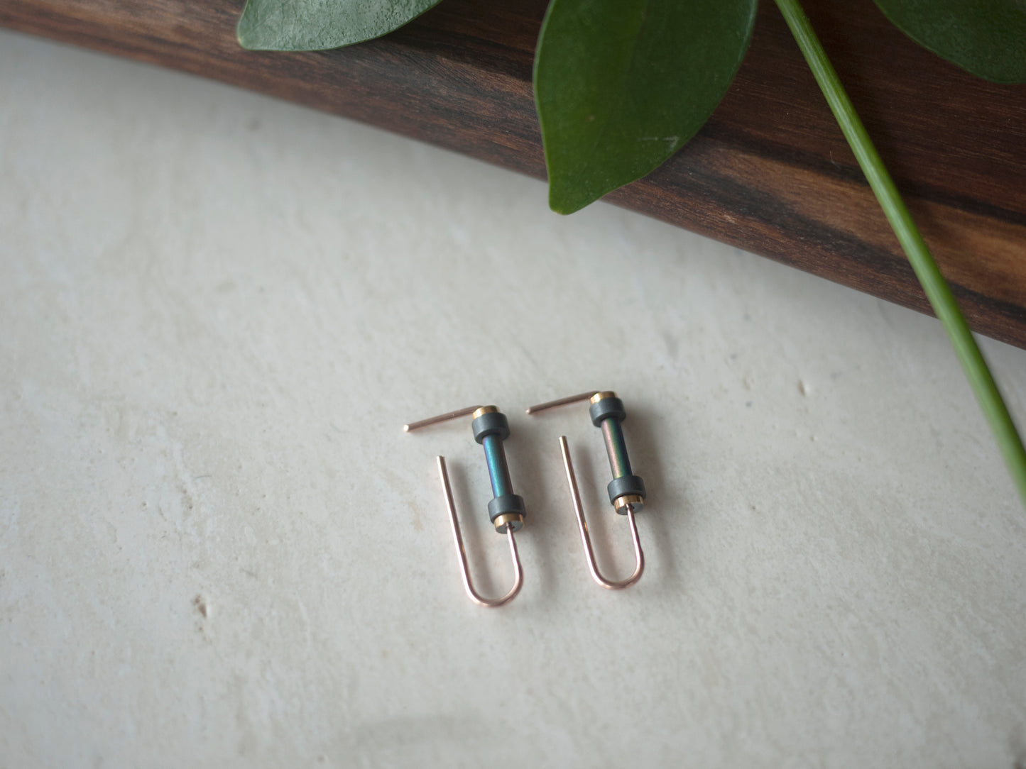 U Shaped Hematite Hugger Studs