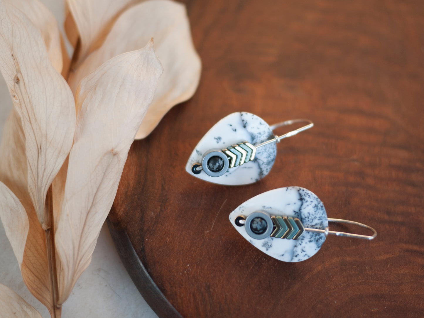 Dendrite Agate Drop Earrings