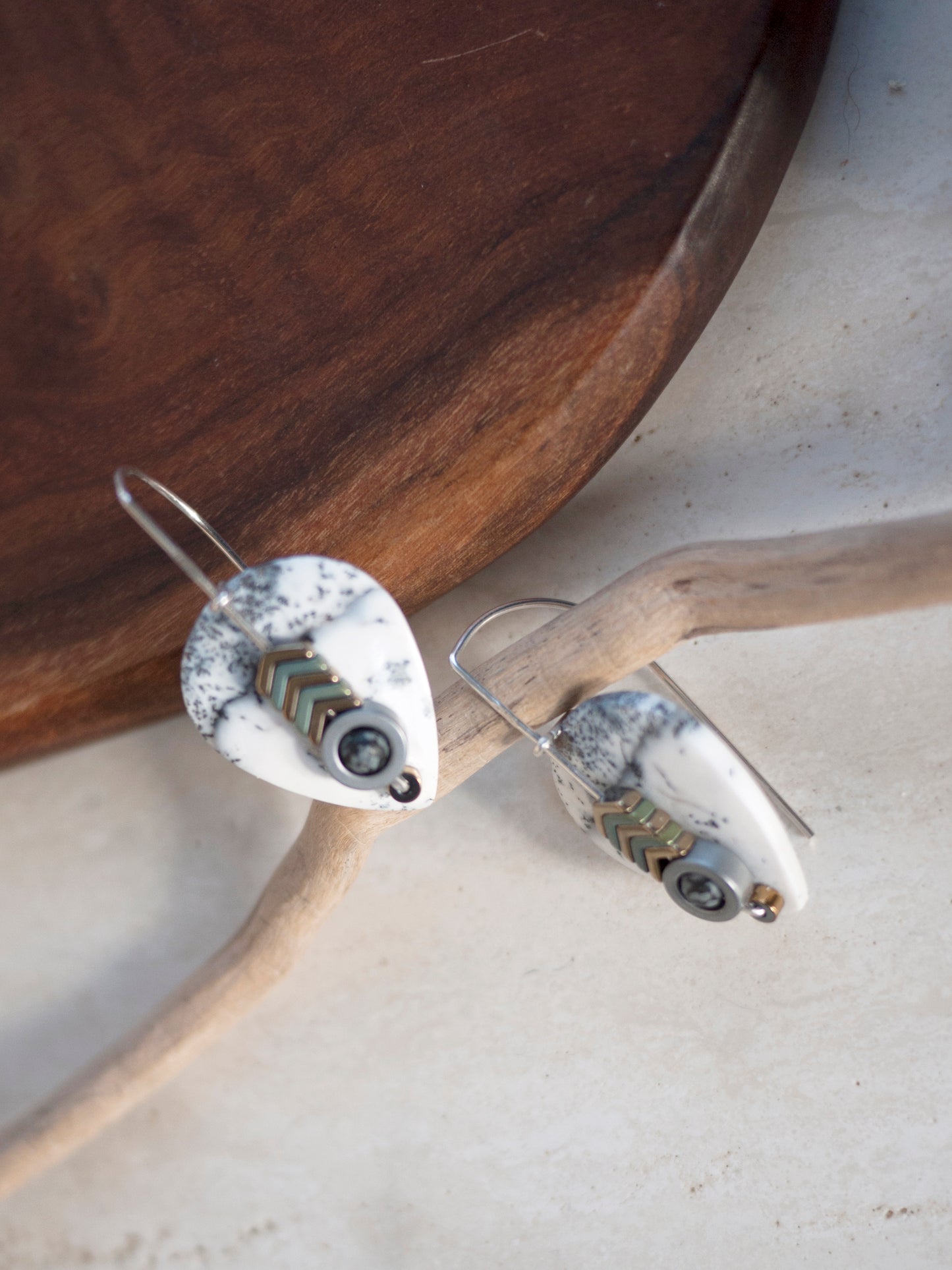 Dendrite Agate Drop Earrings