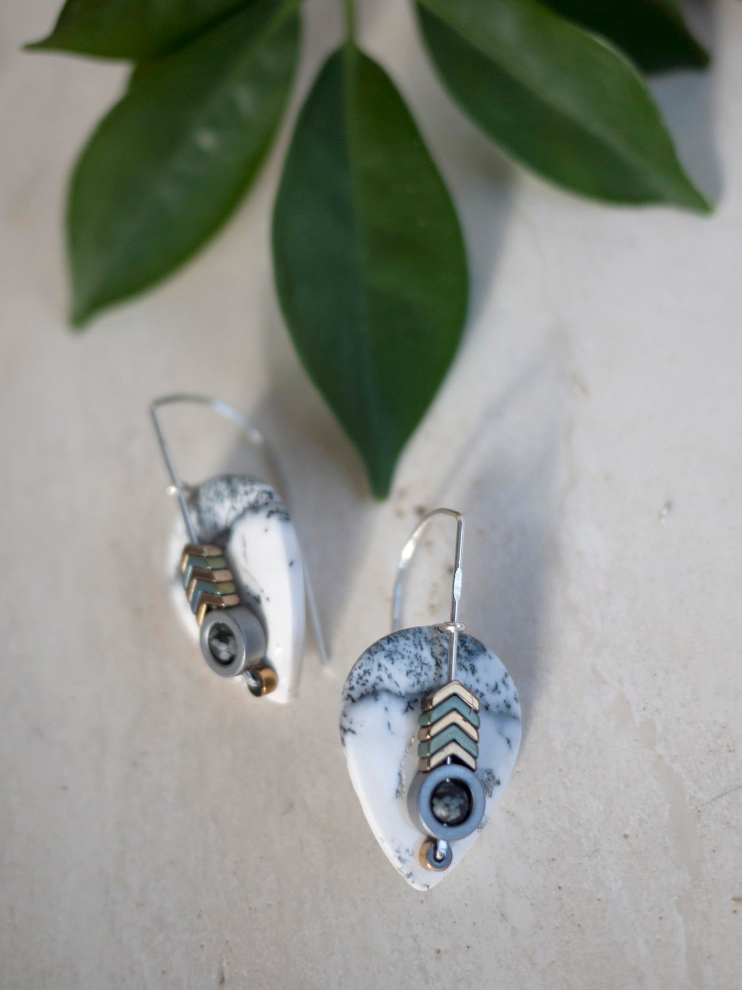 Dendrite Agate Drop Earrings