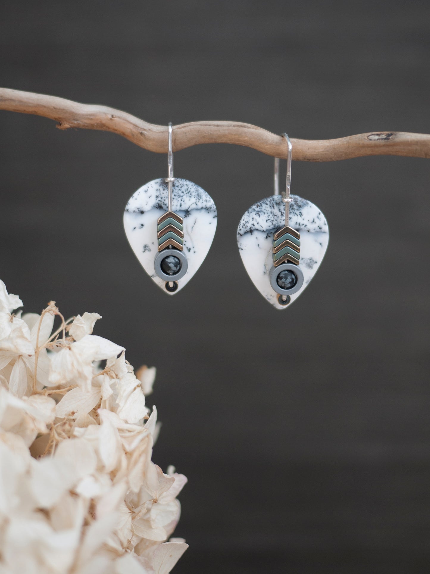 Dendrite Agate Drop Earrings