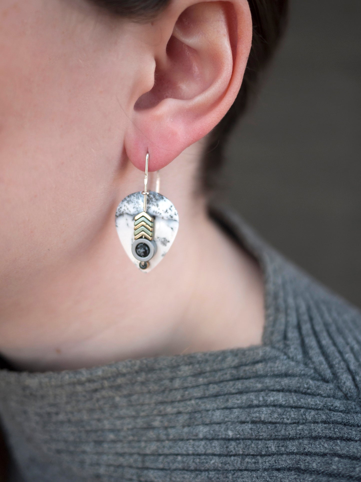Dendrite Agate Drop Earrings