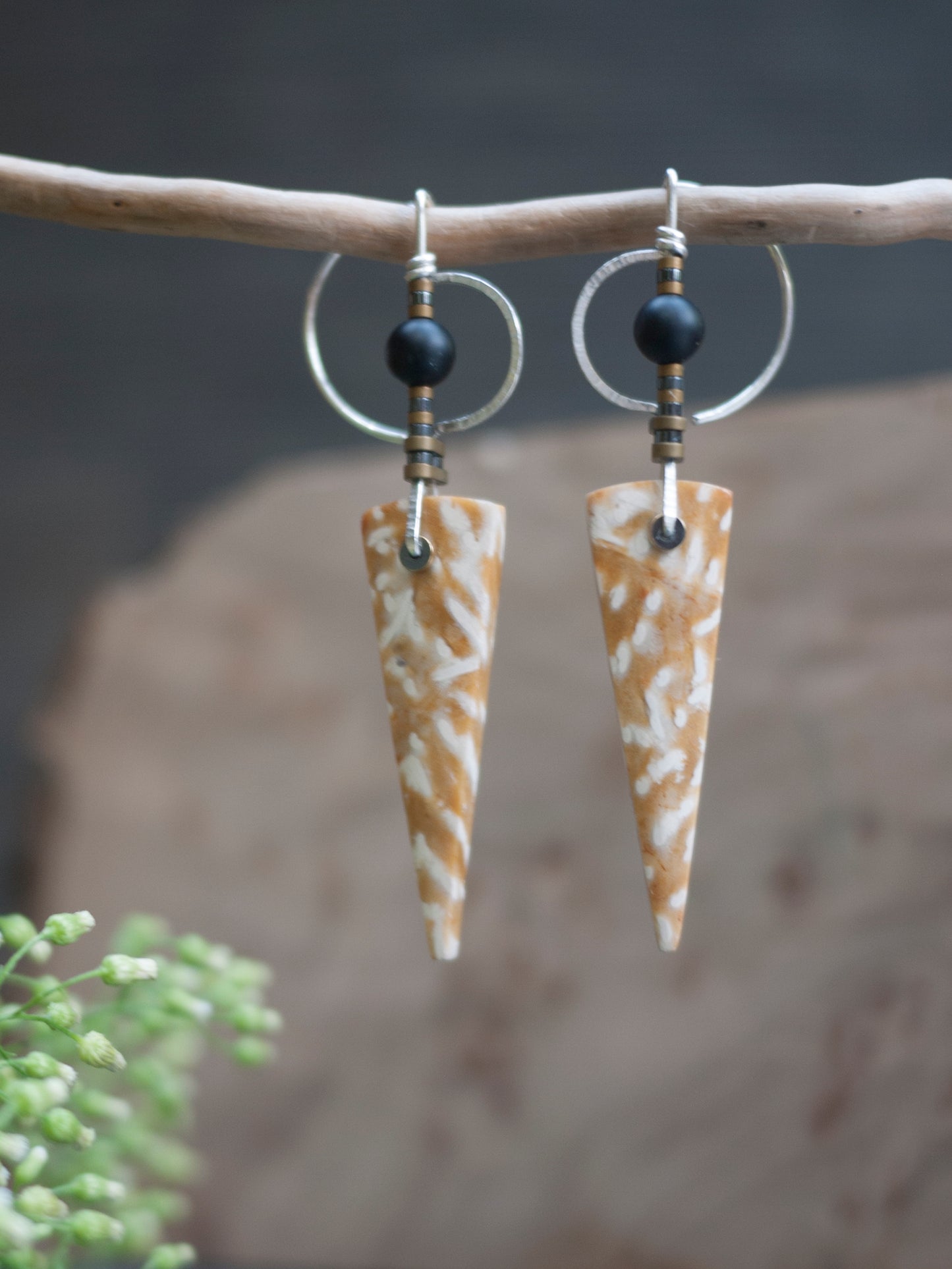 Yellow Palmwood Sculptural Earrings