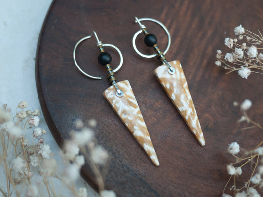 Yellow Palmwood Sculptural Earrings