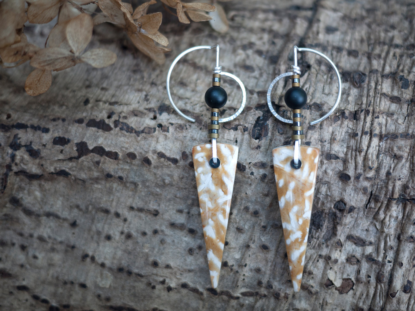 Yellow Palmwood Sculptural Earrings