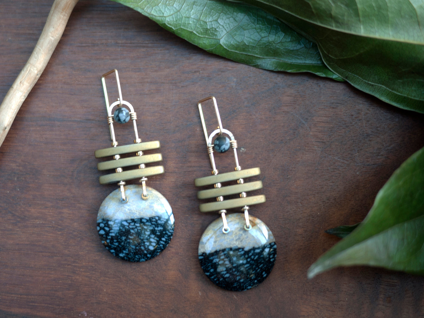 Petrified Palm Root Circle Earrings